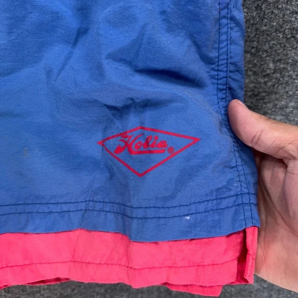 Hobie Swim Trunks Mens Large Blue Pink Colorblock Mesh Lined Surf Board Shorts
